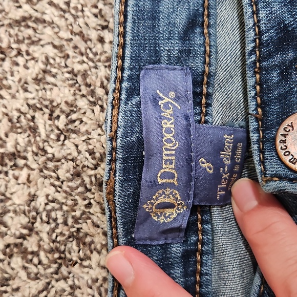 Democracy Blue Straight Leg Jeans with Floral Embroidery - Picture 2 of 10